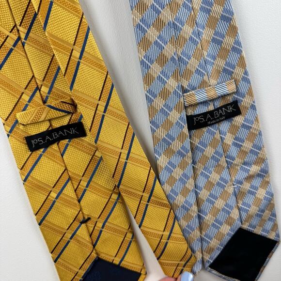 Jos. A. Bank Silk Stylish Yellow and Blue Checkered Ties - Picture 5 of 10